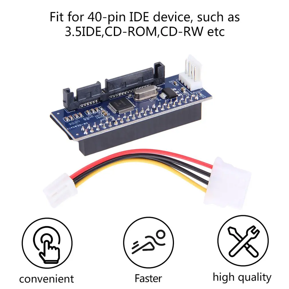 

3.5 HDD IDE/PATA to SATA Converter Card Adapter for IDE 40-pin HardDrive Disk DVD Burner to SATA 7pin Data Motherboard Cable