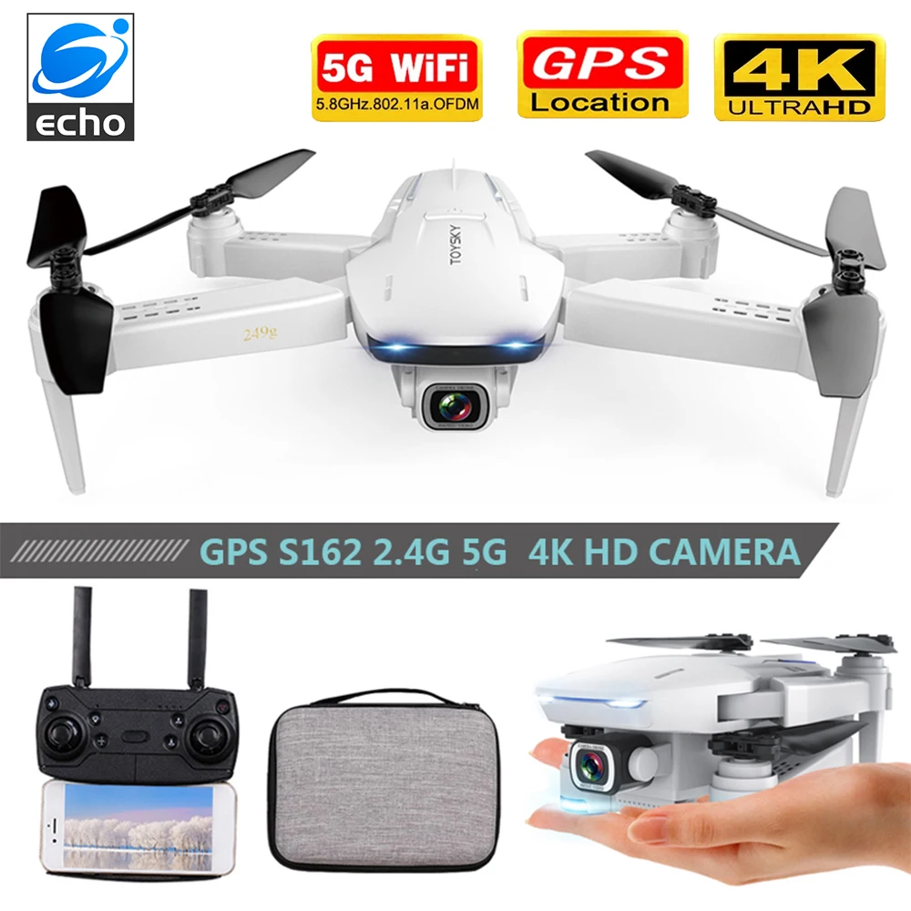 

Echoer S162 Drone GPS 4K HD 1080p 5G WiFi FPV Drone HD Wide-angle Dual Camera Flight 20 Minutes Rc Distance 500m Rc Quadcopter