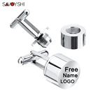 SAVOYSHI запонки из нержавеющей стали для резки сигар для мужчин, бизнес подарок, простые запонки для отца, мужа, босса, Бесплатная гравировка