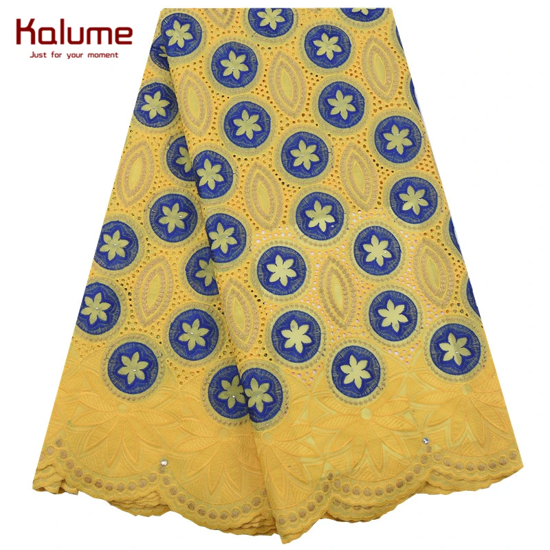 Недорогая африканская швейцарская хлопковая кружевная ткань Kalume королевский