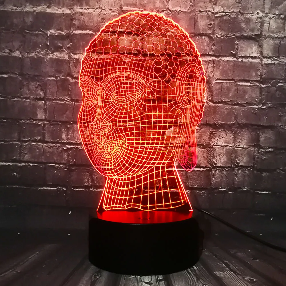 Новинка 3D голова Будды Tathagata Bless предприятие домашнее украшение светодиодная USB