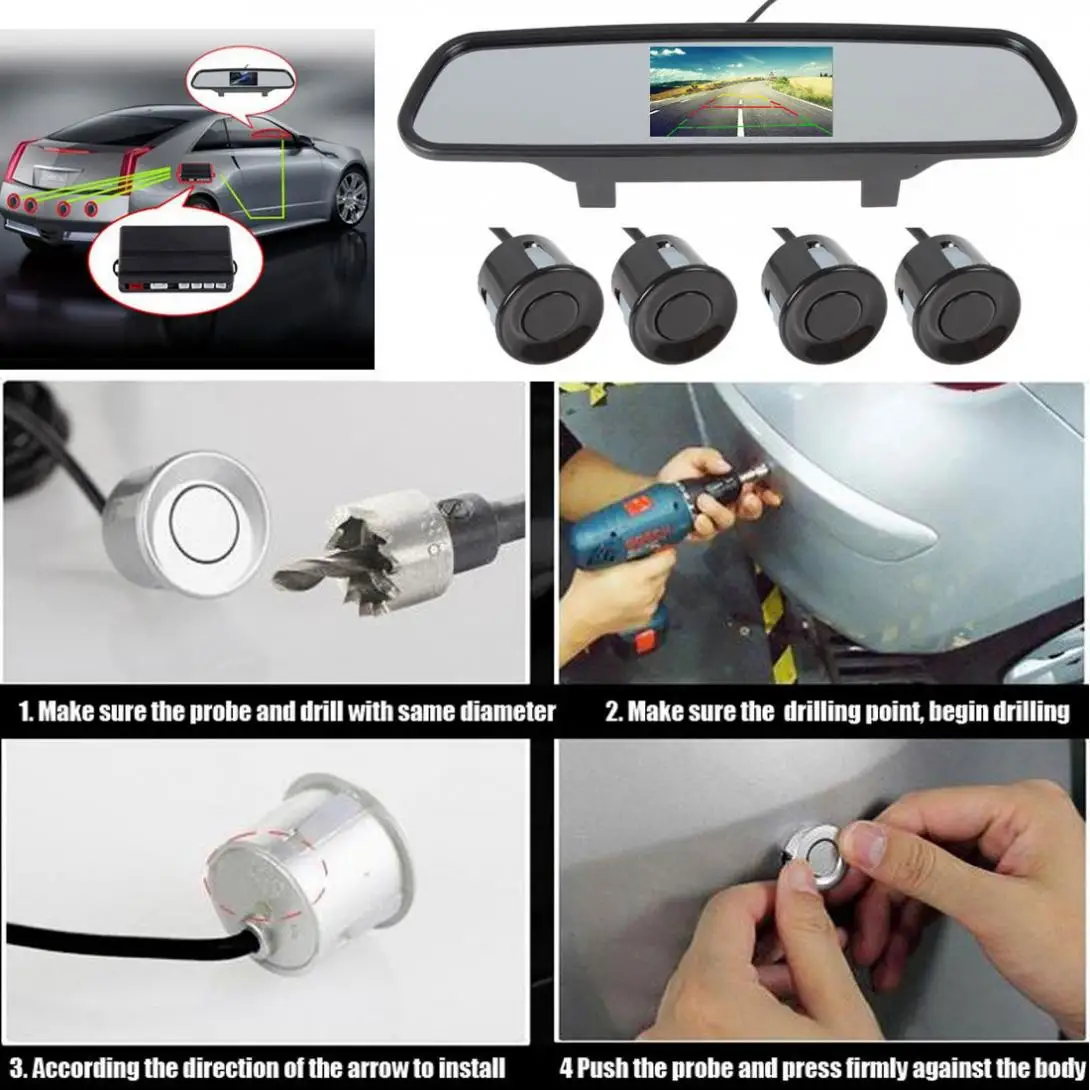 Многофункциональный автомобильный парковочный датчик заднего хода с 4