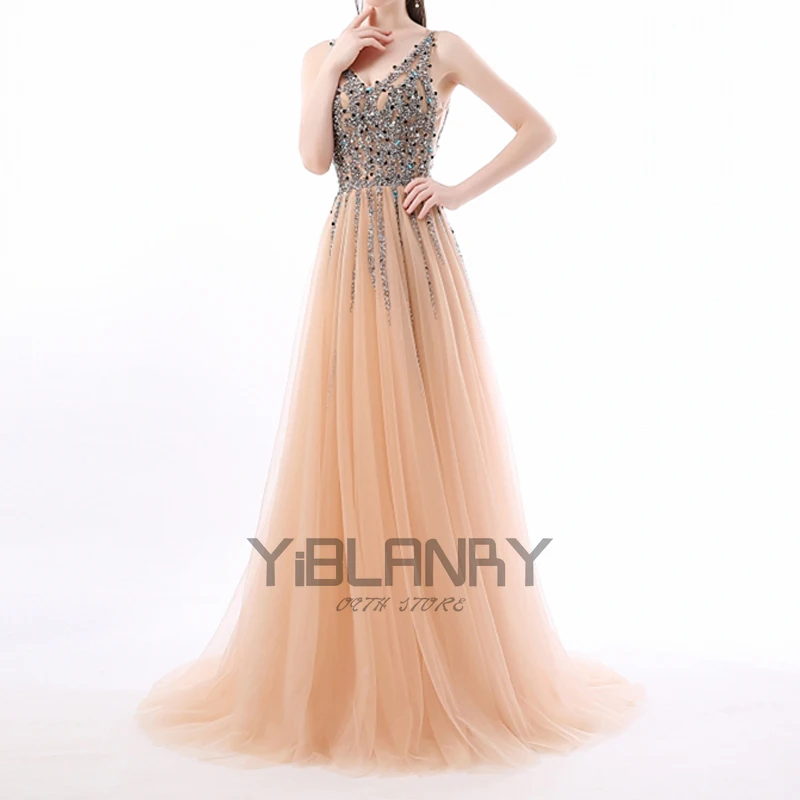 

Beading Prom Dresses 2021 Plus Size Pink High Split Tulle Sweep Train Sleeveless Evening Gown A-line Lace Up Backless Vestido De