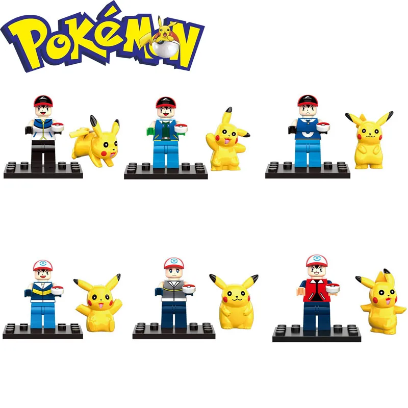 

8pcs Pokemon toy Pikachu Jenny Turtle Miao Frog Seed Children's Assembled Building Block Toys Compatible with lego