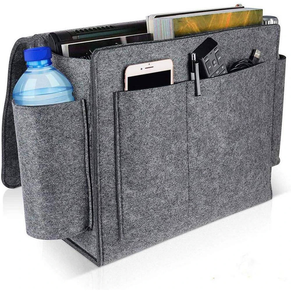 

Storage Bag Felt Bedside Storage Organizer Anti-slip Bedside Bag Bed Sofa Side Pouch Hanging Couch Storage Bed Holder Pockets