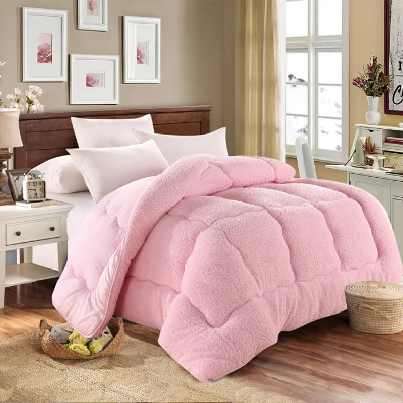

Extra Thick Soft Pure Color Plush Soft Quilt Adult Bedding Quilt Cover / Quilt Cover Household Thick Quilt In Winter