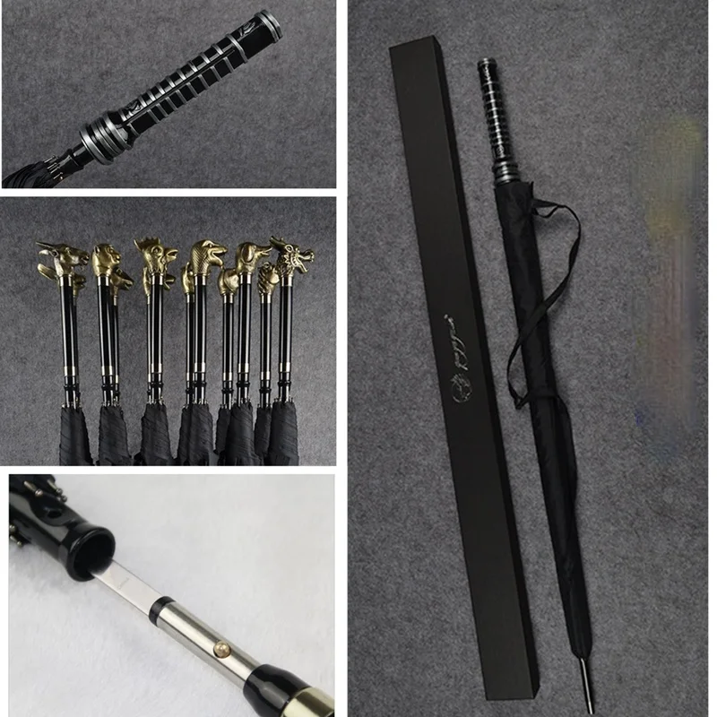 Ветрозащитный Зонт для взрослых с длинной ручкой меч защита от УФ лучей большой