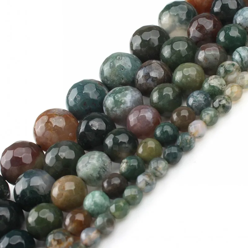 Бусины из натурального камня граненые натуральные индийские Агаты круглые