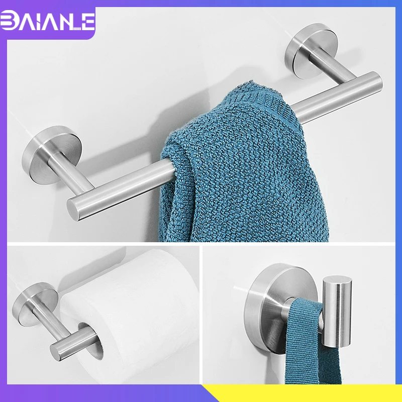 

Towel Bar Set Stainless Steel Towel Rack Hanging Holder Toilet Paper Holder Wall Mounted Coat Robe Hook Bathroom Hook for Towels