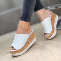 women summer peep toe wedges heeled sandals platform shoes casual ladies outdoor slippers beach shoes fashion slides sandalias