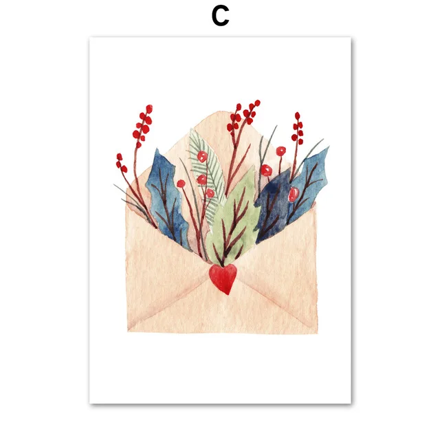 

Cartoon Cute Envelope Plant Stock Flower Art Poster Wall Art Canvas Prints Nordic Pink Wall Pictures For Living Room Home Decor