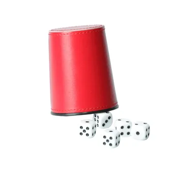 New Leather PU Trumpet Flannel Dice Cup Bar KTV Entertainment Dice Cup With Dices 5