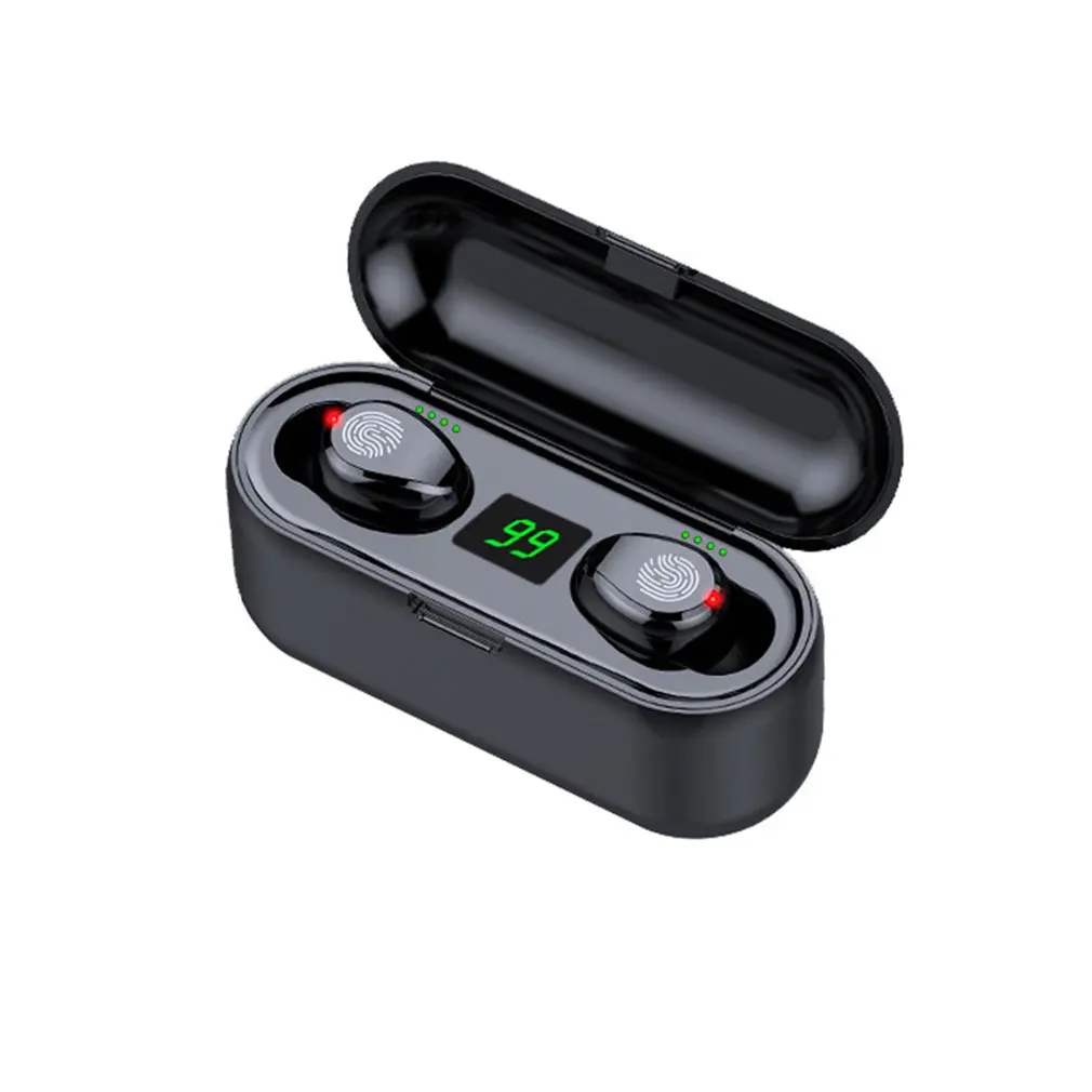 Беспроводные наушники Bluetooth V5.0 F9 TWS спортивный s светодиодный дисплей с внешним