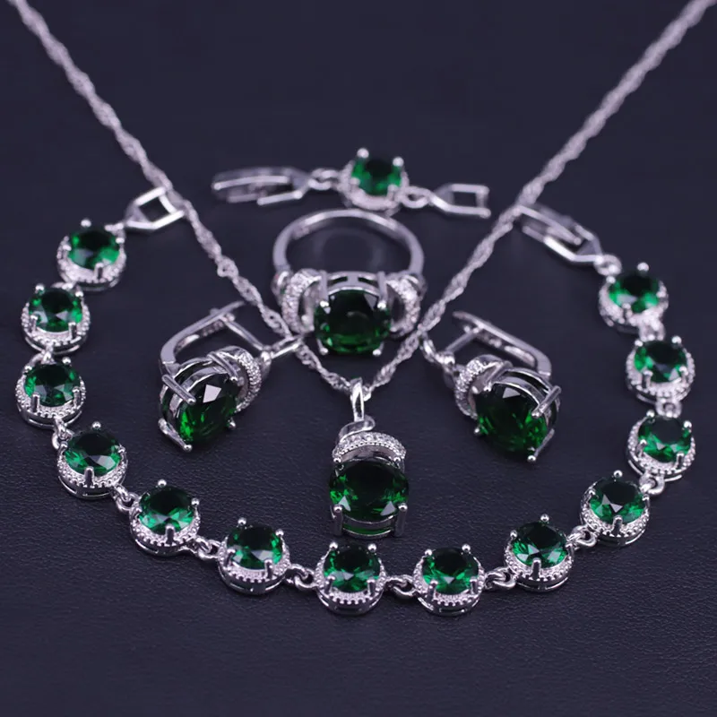 Русский популярный стиль счастливый цвет Круглый Серебряный набор украшений для