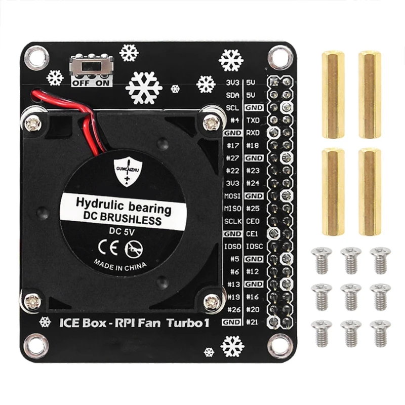 

For Raspberry Pi 4B LED Cooling Fan Module GPIO Expansion Board Compatible for Raspberry Pi 4 Model B/3B+/3B /3A+ T8NF