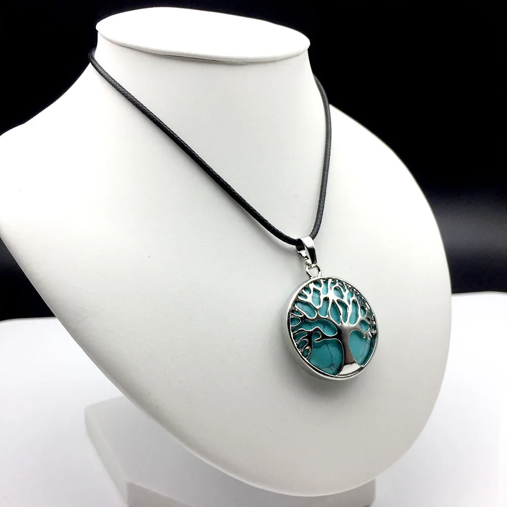 

Natural Crystal Gem Fortune Tree Pendant Life Tree Pendant Healing Energy Crystal Necklace Sweater Chain Pendant DIY Accessories