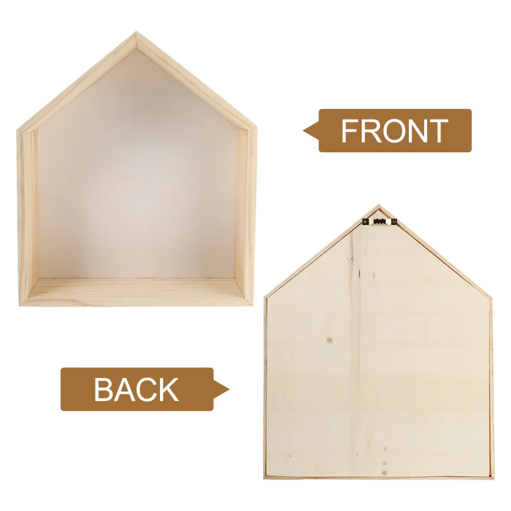 

3pcs Wall Mount Household Storage Rack House Shape Wooden Display Shelf