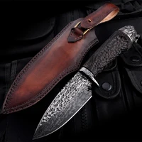 high hardness vg10 damascus straight knife stereo lion sculpture collection knife a sharp outdoor camp portable knife