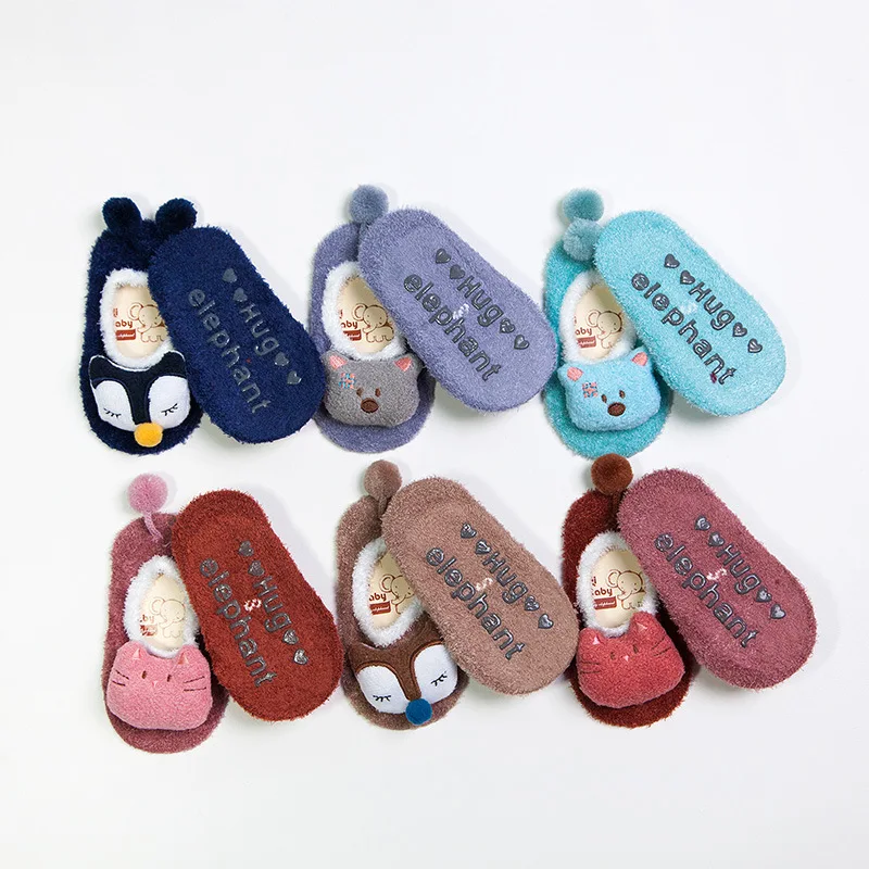 New Infant Baby Coral Socks Boys Girls Anti-slip Floor Sock Lovely 3D Cartoon Animal Doll Newborn Soft Warm 0-3Years | Детская одежда и