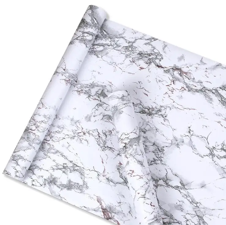 

Imitation White Marble Sticker Waterproof PVC Self-adhesive Wallpaper Furniture Renovation Stickers Home Decor Film