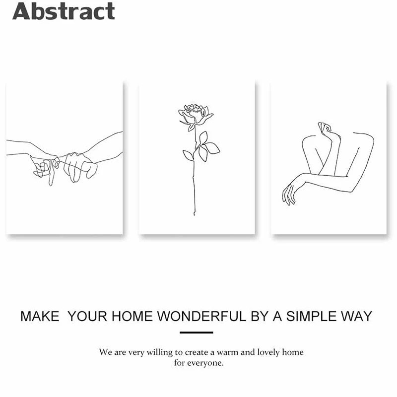 

Nordic Abstract Canvas Art Line Figures Minimalist Black And White Mural Girl Wall Art Canvas Painting Prints Posters Home Decor