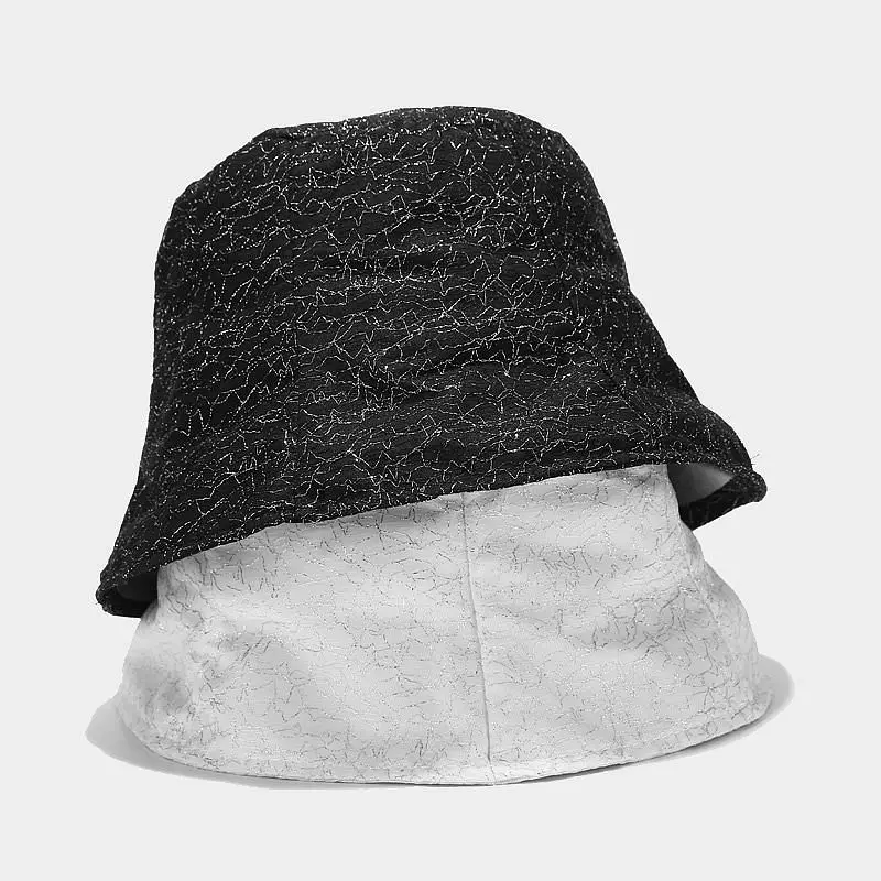 

Fashion Design Summer Bucket Hat Women Black White Silver Wire Fisherman Hat Thin Panama Lady Outdoor Sun Caps kapelusz rybacki