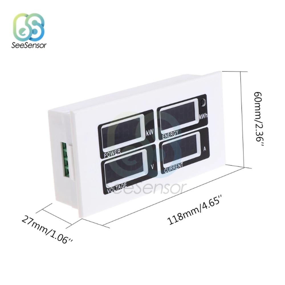 4 в 1 светодиодный цифровой вольтметр Амперметр Ваттметр Ватт тестер мощности