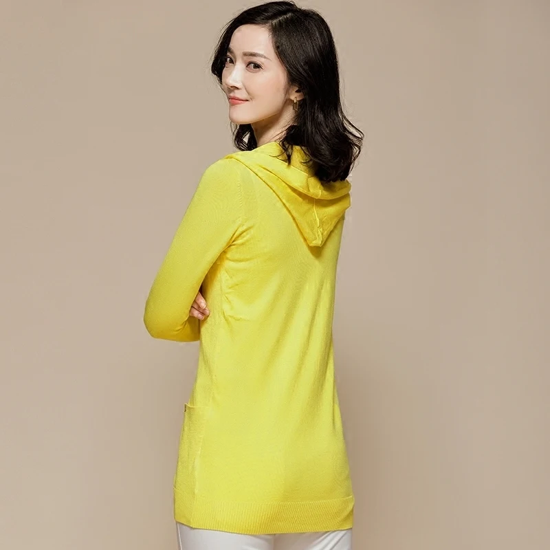 Knitwear Women's Cardigan Hooded Knitted Sweater Women Long Korean Cardigans Plus Size Coat Clothes 1688 KJ2756 |
