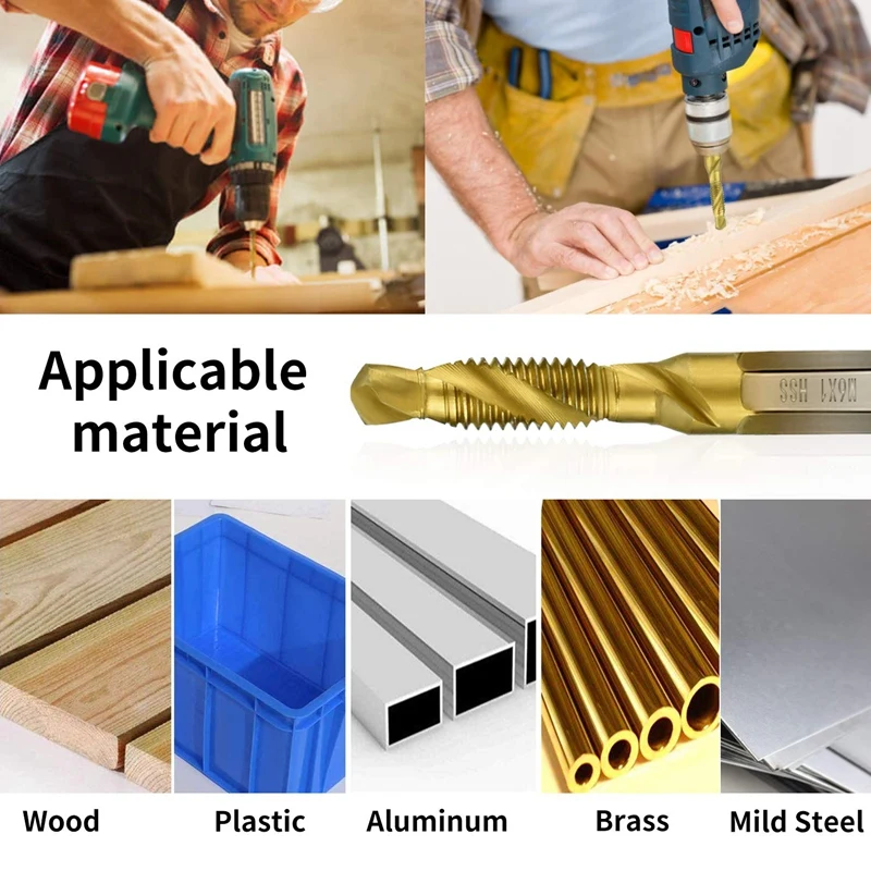 Набор титановых комбинированных Сверл С шестигранным хвостовиком 7 шт 1/4 дюйма