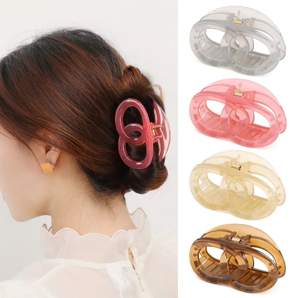 

Модная двойная круглая однотонная акриловая заколка для волос