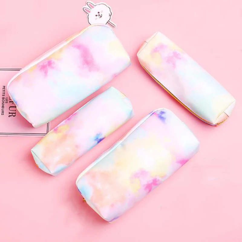 Кавайный чехол для карандаша яркого розового цвета Искусственная кожа ПУ и