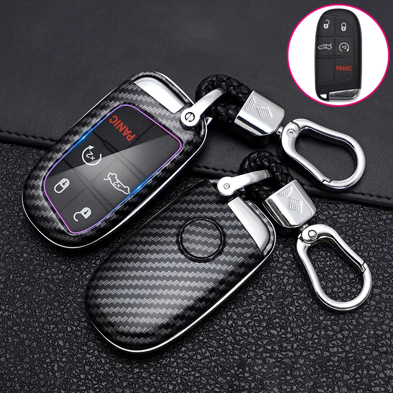 

ABS Carbon Fibe Car Remote Key Full Cover Case For Fiat Freemont 2018 2019 For Dodge Charger Dart Challenger Durango Jeep Holder