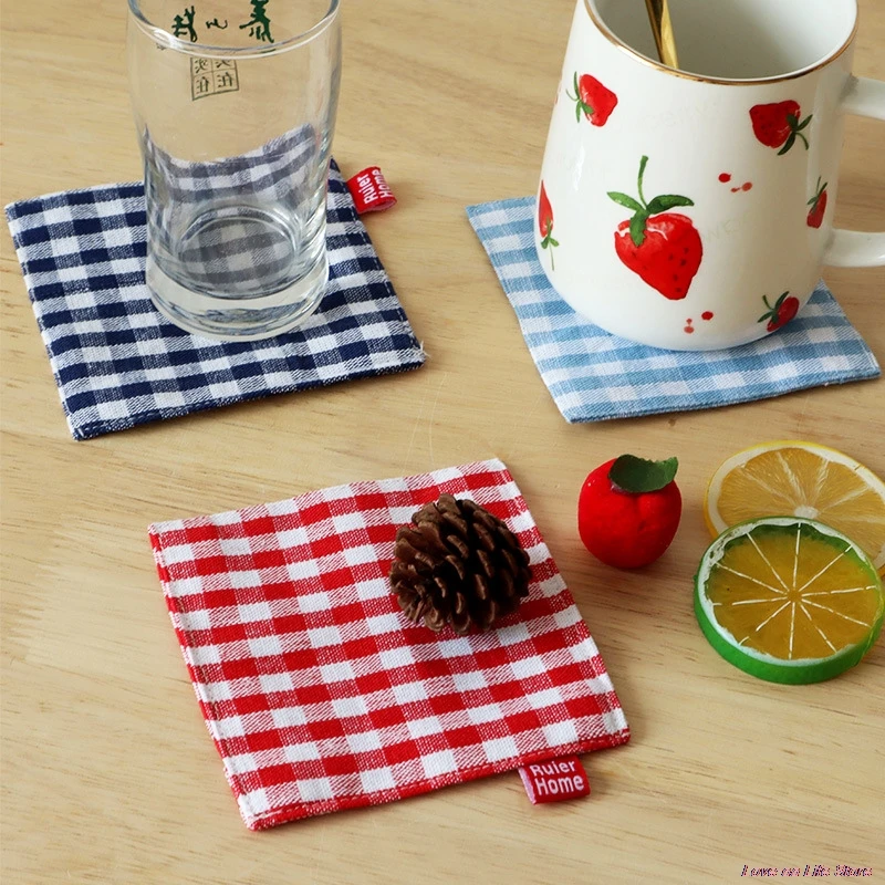

Cloth Lattice Double-layer Fabric Coaster Anti-scald Coaster Dining Table Mat