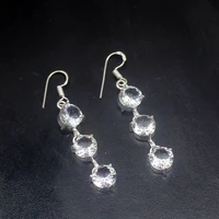 gemstonefactory big promotion unique 925 silver amazing white topaz clear women ladies gifts dangle drop earrings 20211842