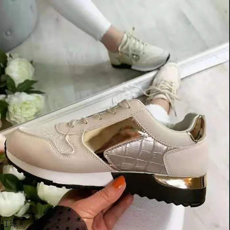 

Plus Size 2022 Spring and Autumn New European and American Casual Sweet Round Toe Increased Sequined Women's Sports Shoes