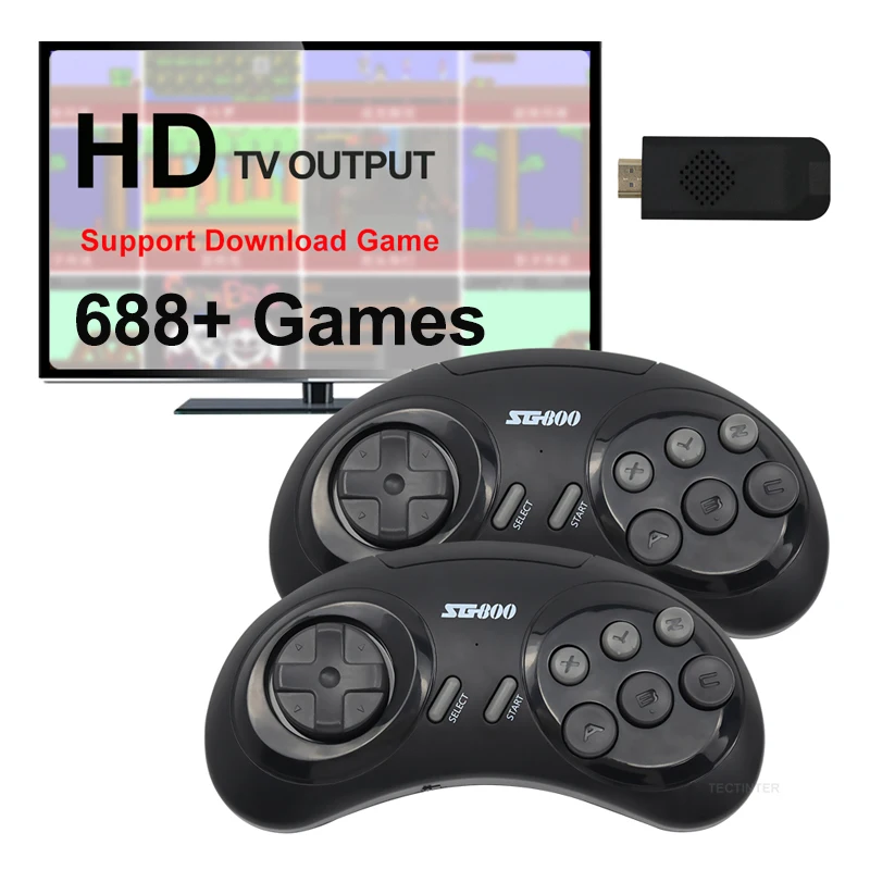 16 Bit MD Retro Game Console For Sega Genesis Built-in 688+ Classic Wireless Games Controller Gamepad HD TV Video Player | Электроника