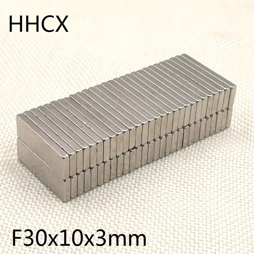 50 шт./лот Магнит 30x10x3 N35 Сильный NdFeB Редкоземельный 30*10*3 неодимовые магниты 30 x 10 3