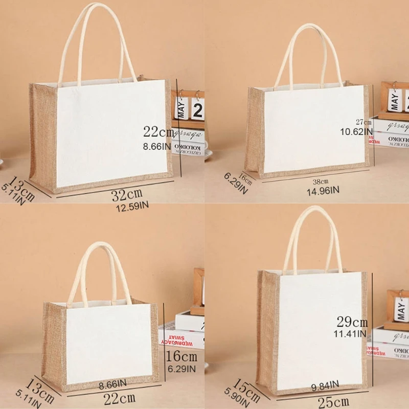 Многоразовая Джутовая сумка-тоут для покупок с прочной ручкой Женская