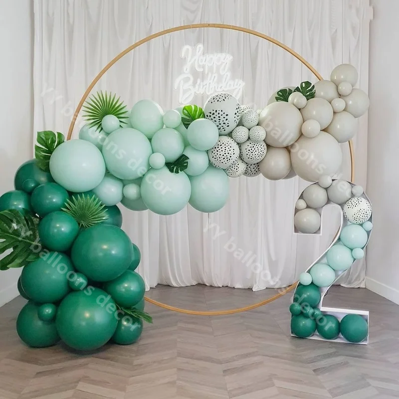 

Natural Sand Balloons Garland Arch Chain Dot 110Pcs Dark Green Color Birthday Party Baby Shower Background Decoration Supplies