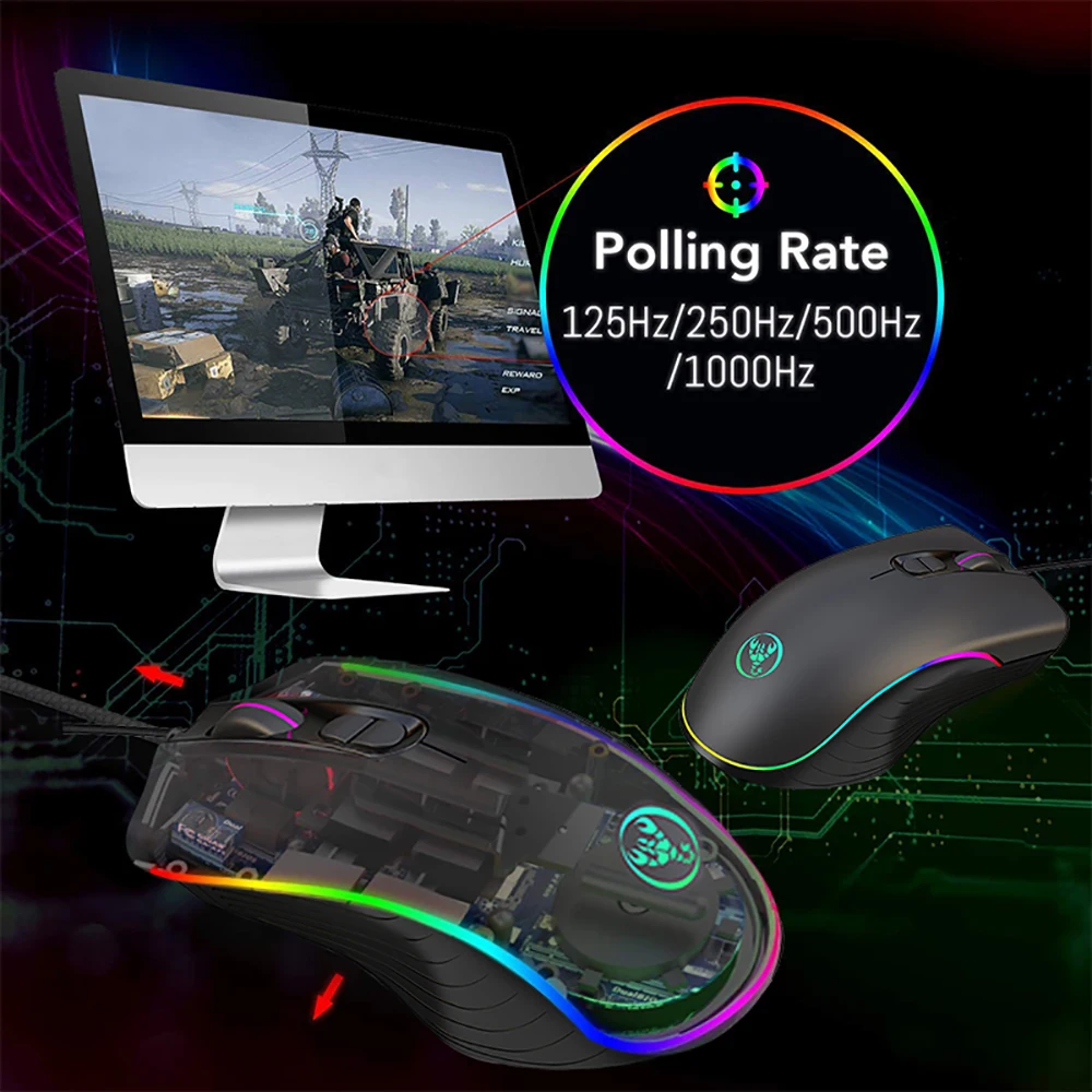 Проводная игровая мышь 6400 DPI RGB 7 программируемая кнопка удобная ручка мыши для