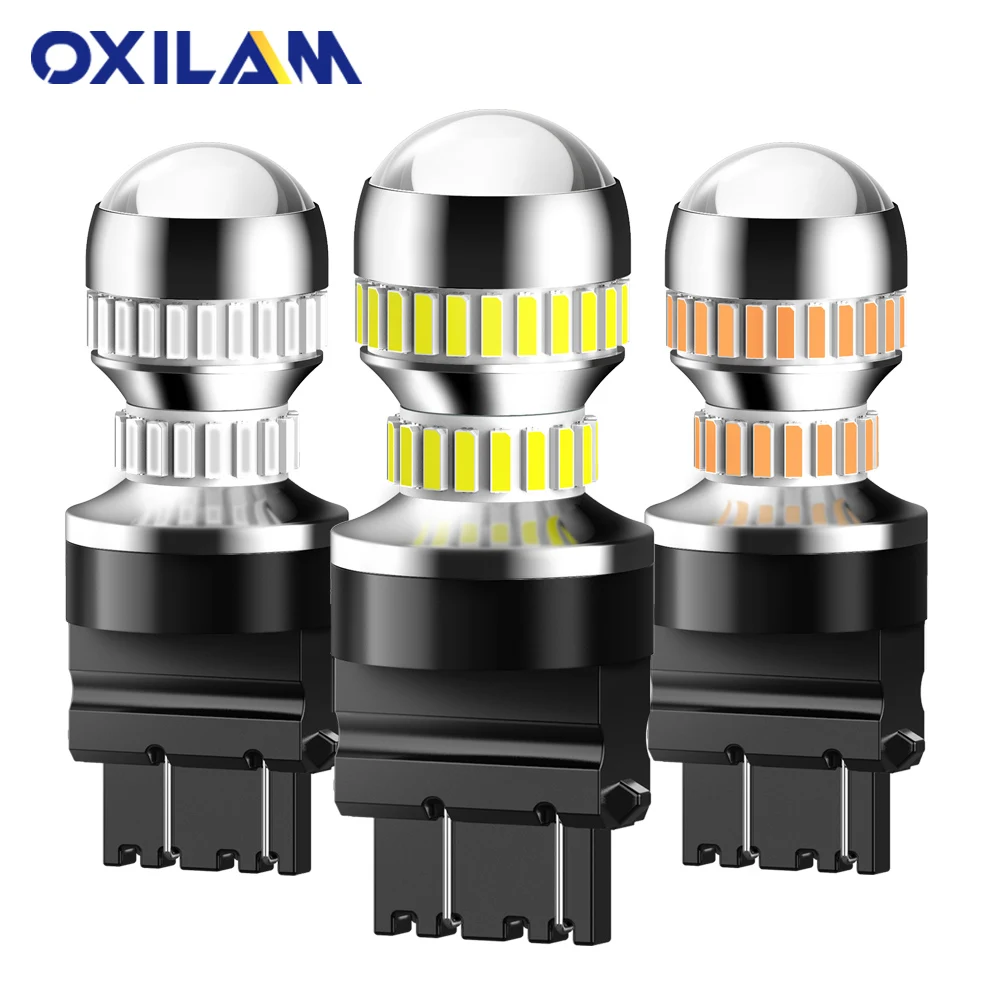 

Светодиодная лампа для стоп-сигнала автомобиля OXILAM, 3157 светодисветодиодный P27, 7 Вт, 3156 Вт, P27W, 12 В, белый, красный, янтарный