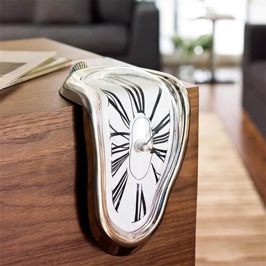 

Home bedroom study decorated Roman numeral clock retro twisted melting watch clock surrealism Salvador Dali wall clock gift