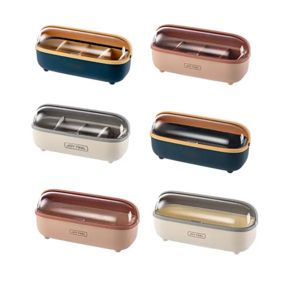 

Kitchen Multifunctional Storage Box Household Storage Box Chopsticks Box Oval Shape Transparent Lid Seasoning Case
