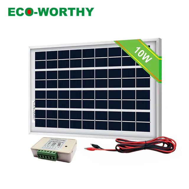 ECOWORTHY 18 в 10 Вт поли солнечная панель питания с 3а контроллером для 12 В зарядное устройство для дома 12 В поликристаллическая солнечная система