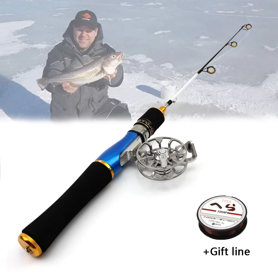 

Hot Ultrashort 58cm Winter Ice Fishing Rods 2 Sections Casting Spinning Rod Set Spinning Pole Short Fishing Tackle