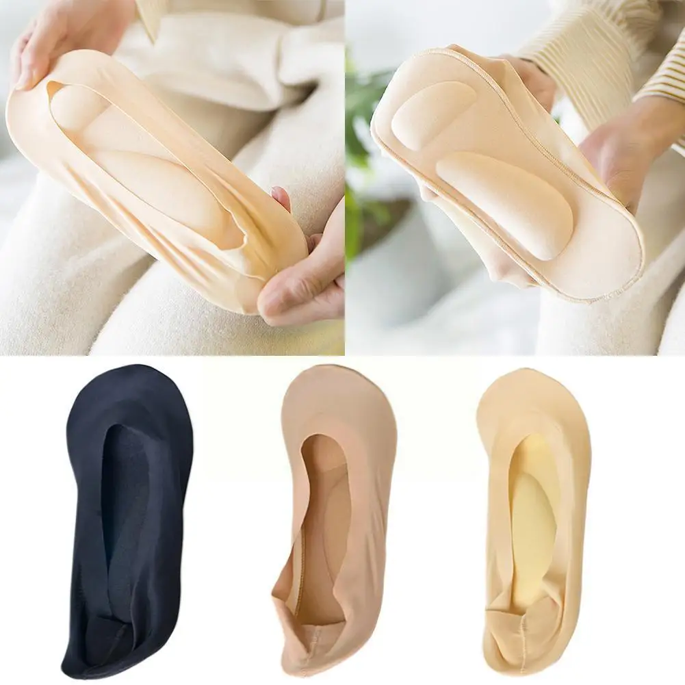 

1 Pair Women Summer Socks Ice Silk Socks 3d Arch Foot Mouth Massage Care Invisible Shallow Gel Silica S3x8
