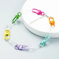 fashion exaggerated macaron color clasp shape short choker hip hop style irregular geometry color street shot necklace woman