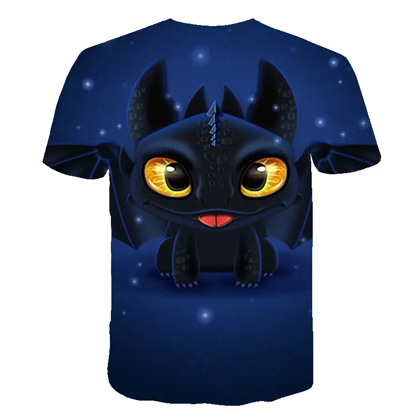 Лидер продаж Детская футболка милые топы Футболка с 3D рисунком дракона Летняя