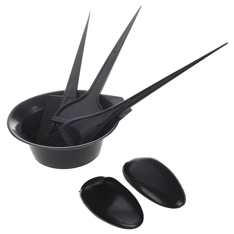 

5Pcs Hairdressing Brushes Bowl Combo Salon Hair Color Dye Tint Tool Set Hair Coloring Kit Black
