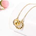 Колье с кристаллами и римскими цифрами, женское ожерелье с двойной пряжкой, Женское Ожерелье до ключиц из титановой стали и золота с подвеской, ювелирные изделия